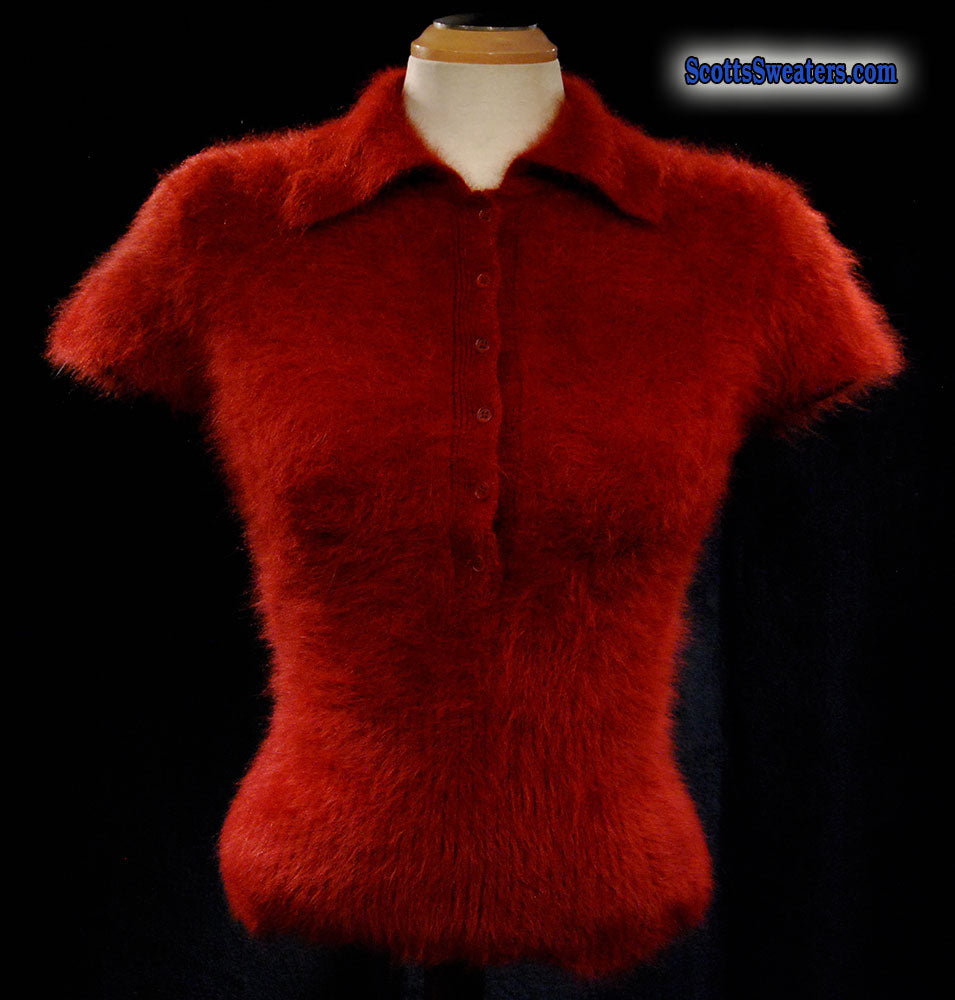 Woman's Burgundy Short-Sleeved Angora Sweater by J.Crew