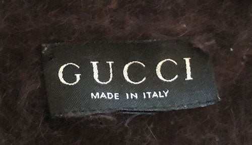 Men's GUCCI Sweater Polo-Neck Angora in rare brown-purple stretchy fit made in Italy