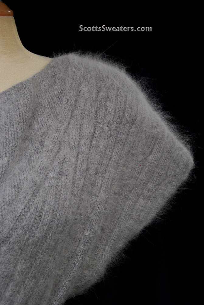 Light grey angora sweaterdress with cowlneck by Willi Smith in large size