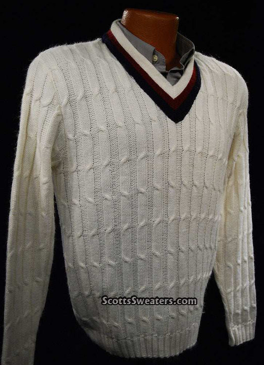 Men's Classic V-neck Pullover Tennis Sweater