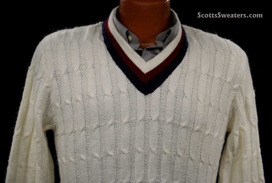 Men's Classic V-neck Pullover Tennis Sweater