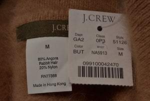 Beige woman's short-sleeve polo-neck angora sweater by J.Crew with size tags and fabric details