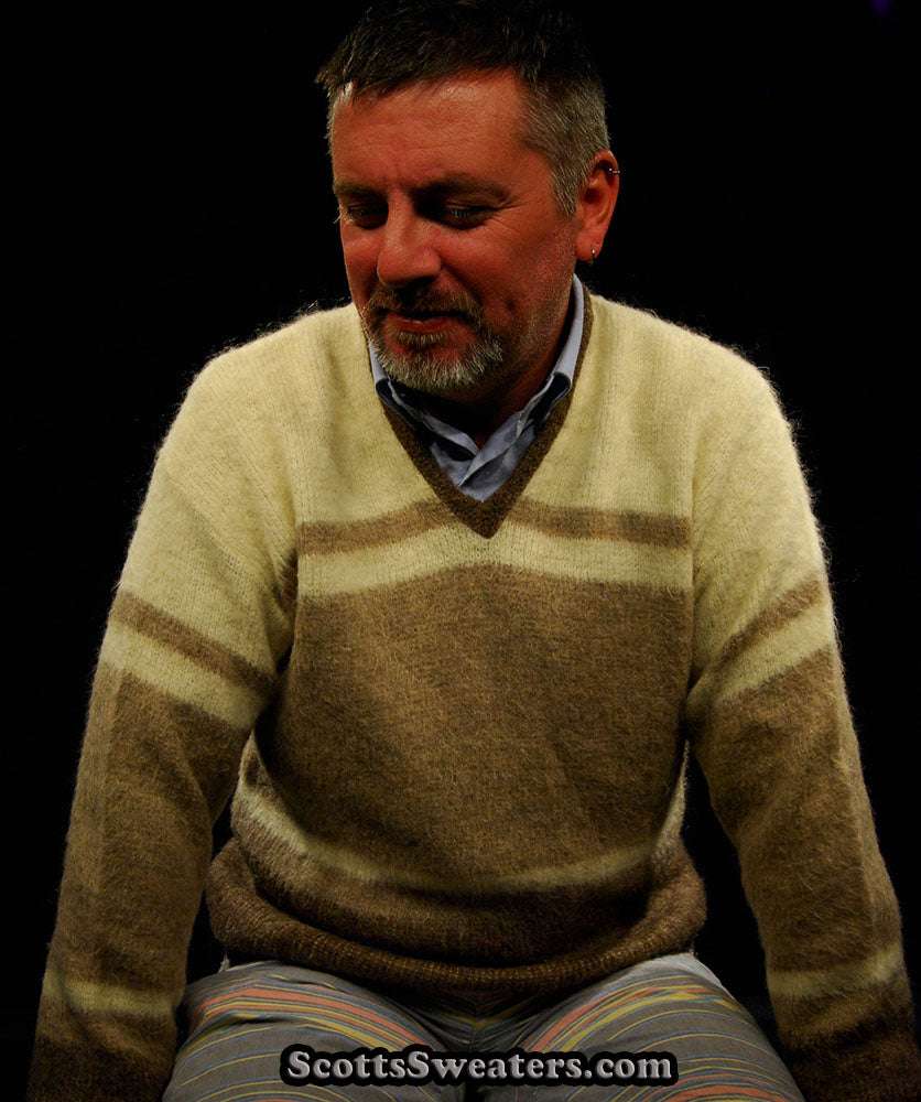 Retro Classic Original Two-tone Mohair V-Neck Sweater by Hamburgers Menswear of Baltimore