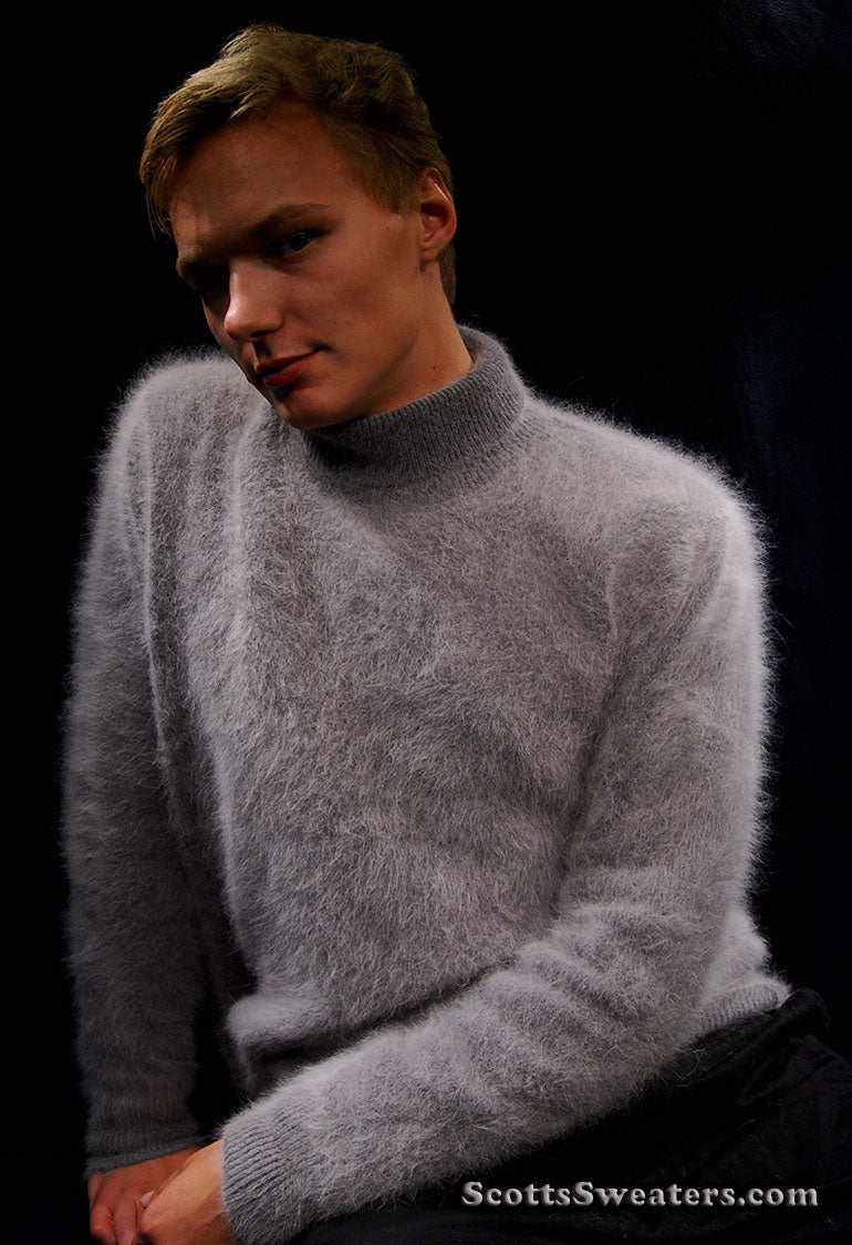 Men angora sweater turtleneck