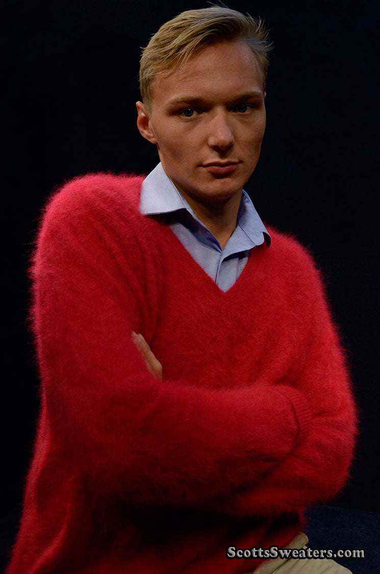 Men's Ultra-Soft Angora V-NECK Sweater
