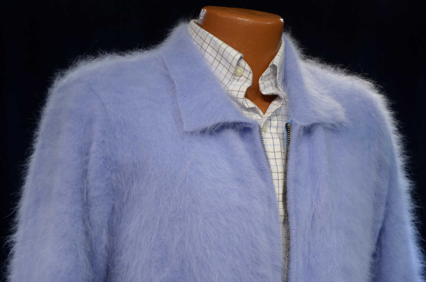 Men's Ultra-Soft Angora Zipper-front Cardigan Sweater