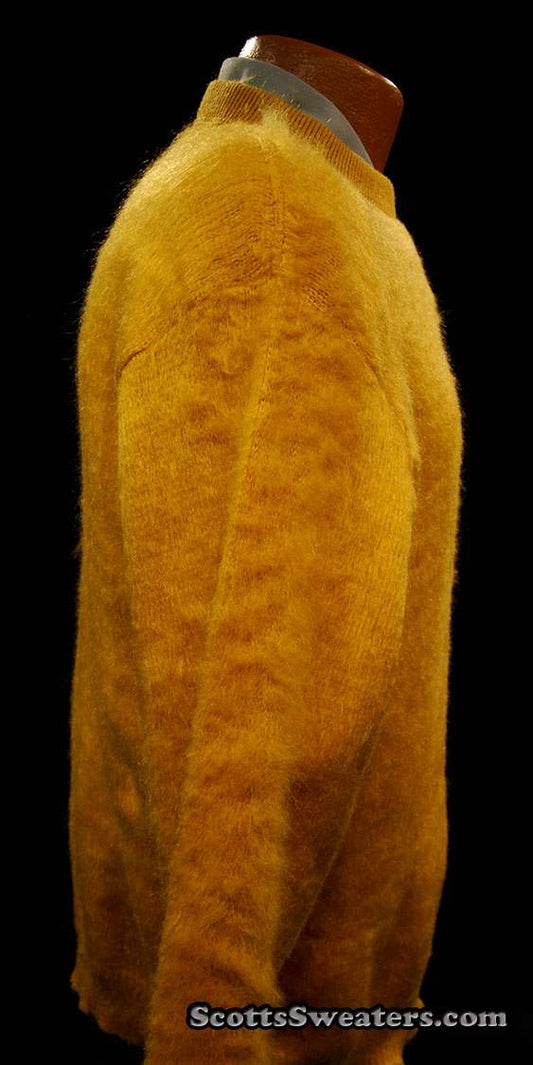 Retro golden shaggy mohair crewneck sweater by Queen's Way to Fashion in X-Small/Small size