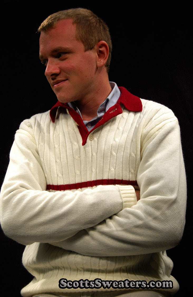 Men's Classic V-neck Pullover Tennis Sweater by Montgomery Ward