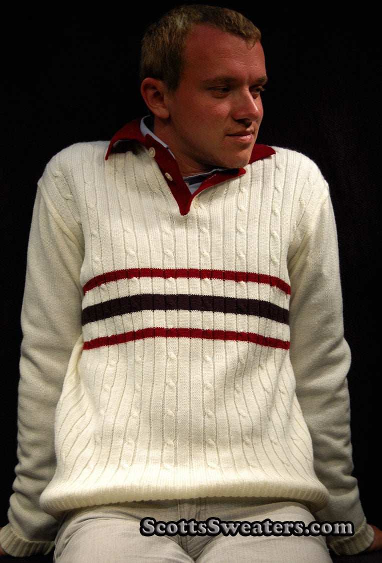 Men's Classic V-neck Pullover Tennis Sweater by Montgomery Ward