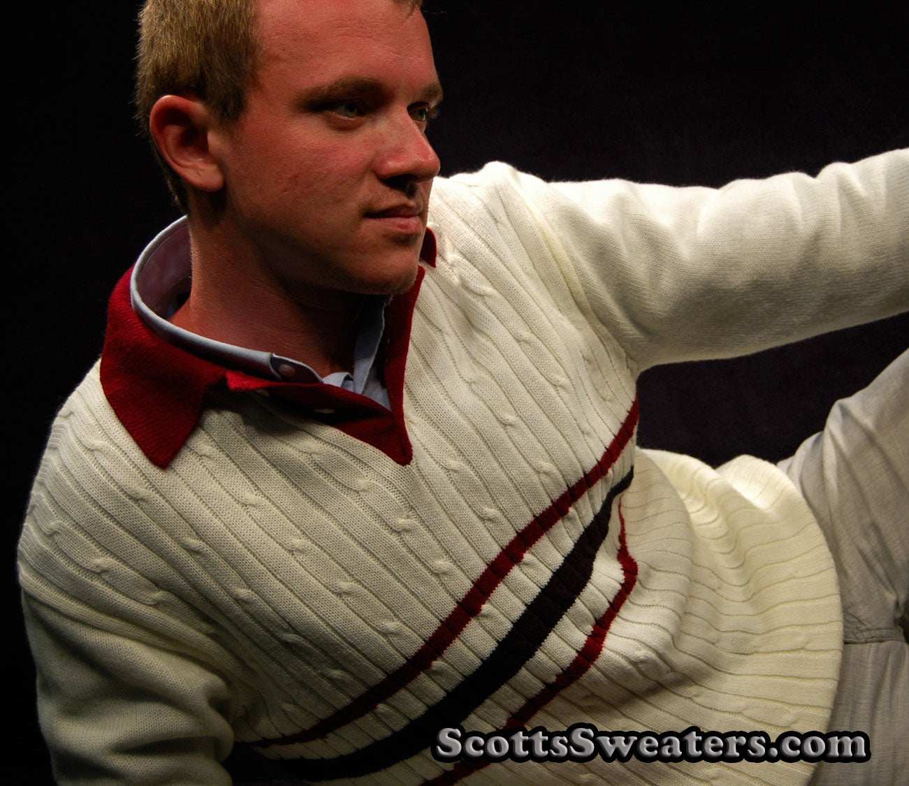 Men's Classic V-neck Pullover Tennis Sweater by Montgomery Ward
