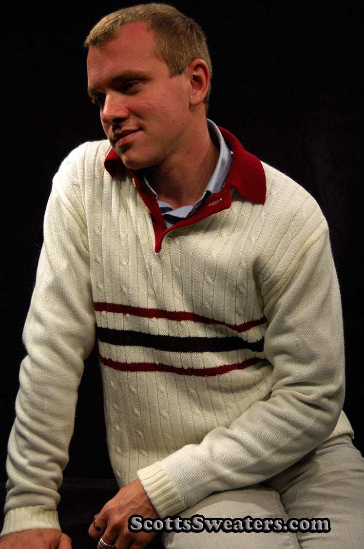Men's Classic V-neck Pullover Tennis Sweater by Montgomery Ward