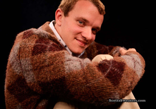 Retro Shaggy Argyle Mohair V-Neck Sweater by Rob Scot