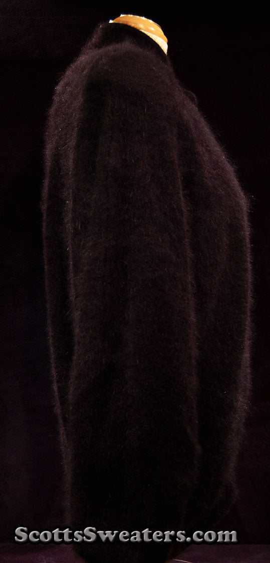 Woman's black angora cardigan sweater large 6-button nylon lined by Venesha
