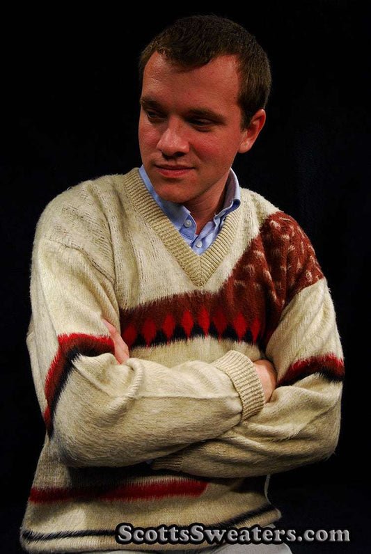 Herren-Angora-Pullover mit V-Ausschnitt von Oswal