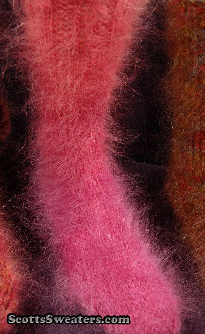 Colorful hand-knit thick and warm mohair socks with fuzzy texture