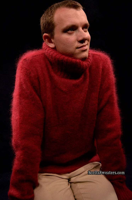 Men's Red Turtleneck Sweater Mohair by D&G