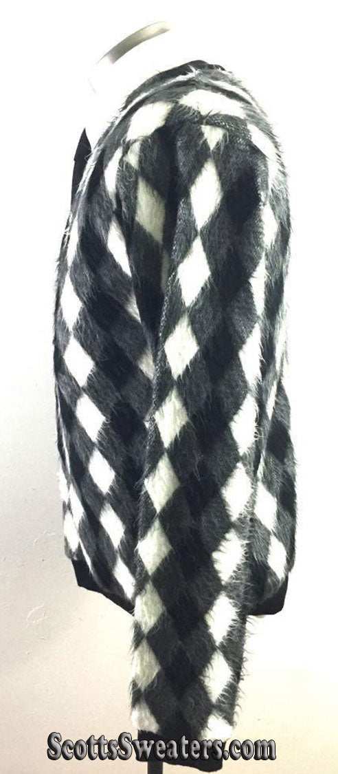 Retro Shaggy Faux-Mohair V-Neck Sweater by Fancy Wear Royal Styled in Paris