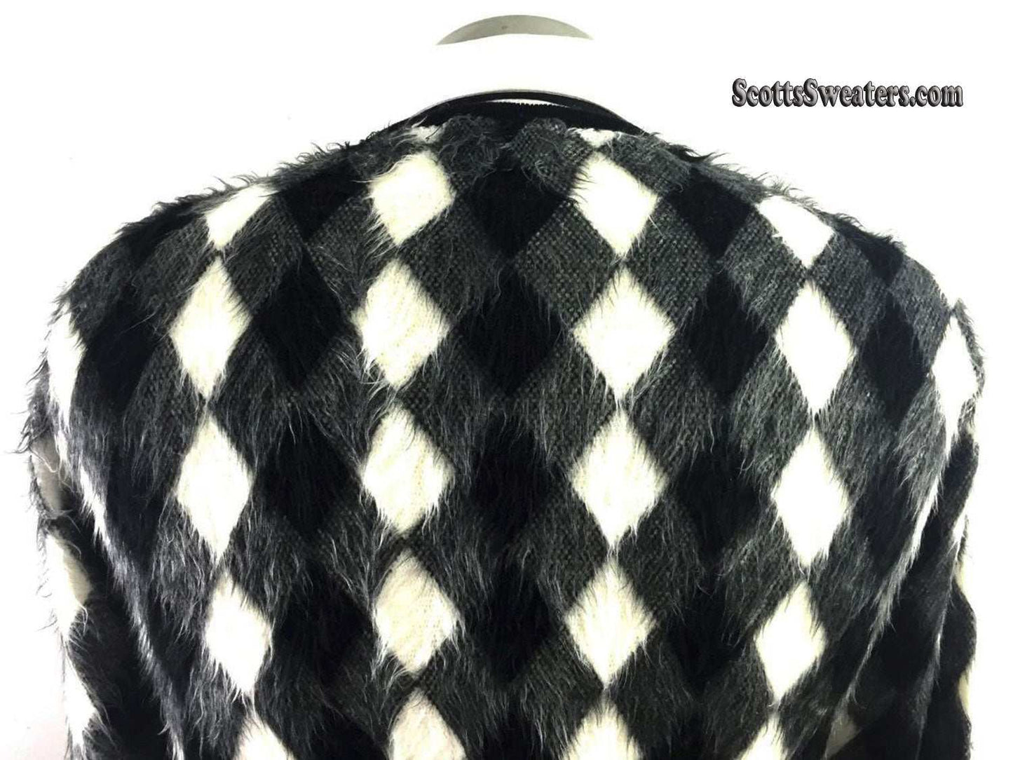 Retro Shaggy Faux-Mohair V-Neck Sweater by Fancy Wear Royal Styled in Paris