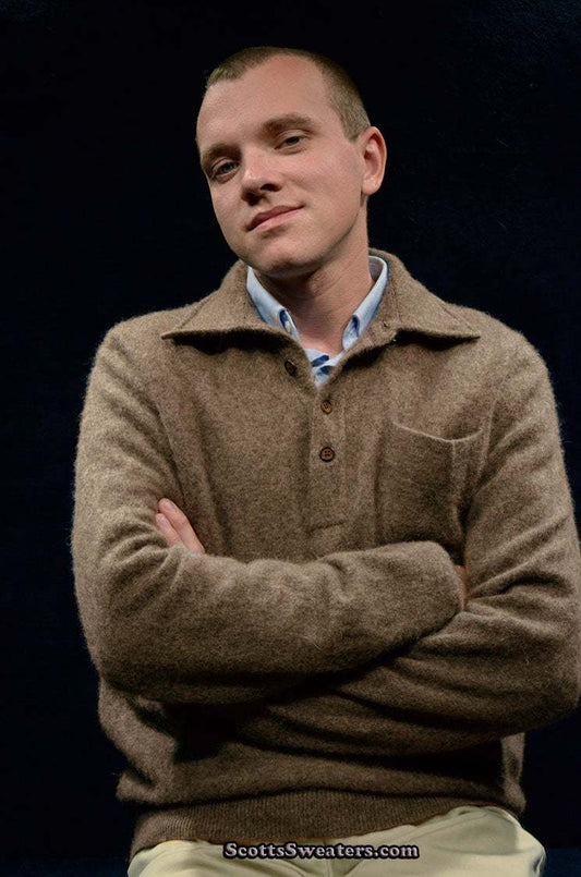 Men's bronze-brown 100% pure cashmere polo-neck sweater medium size