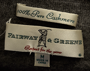 Men's bronze-brown soft cashmere polo-neck sweater by Fairway & Greene medium size