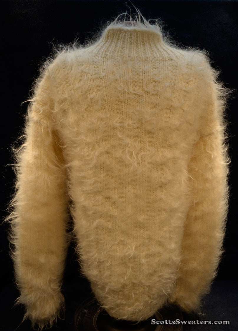 Men's Hand-knit Shawl neck Mohair Sweater Pullover