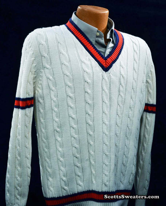 Klassischer Tennispullover mit V-Ausschnitt für Herren von Catalina, Arthur Ashe Collection