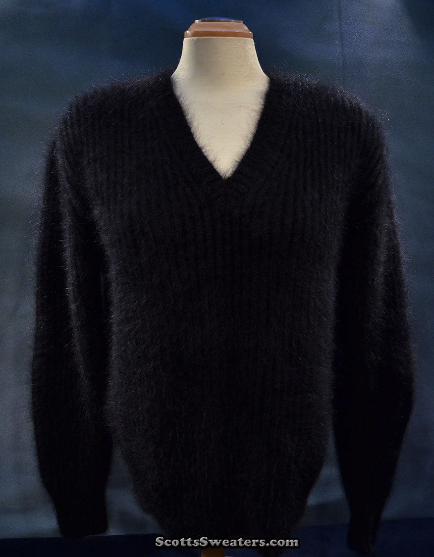 Woman's Black V-neck Angora Sweater by Michael Kors