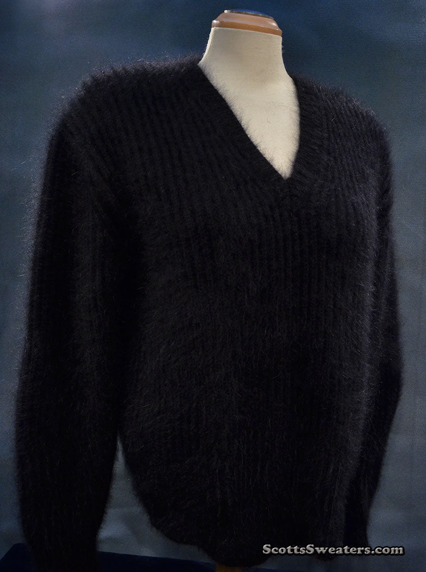 Woman's Black V-neck Angora Sweater by Michael Kors