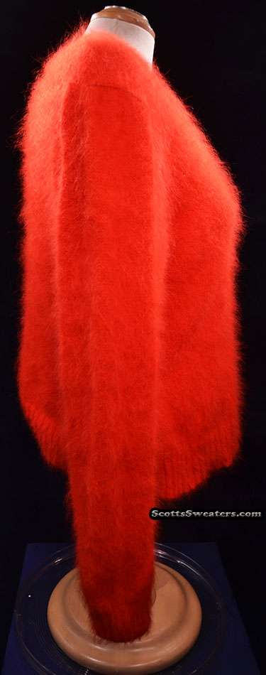 Woman's red angora V-neck sweater by Lafayette 148, medium size, ultra-soft texture