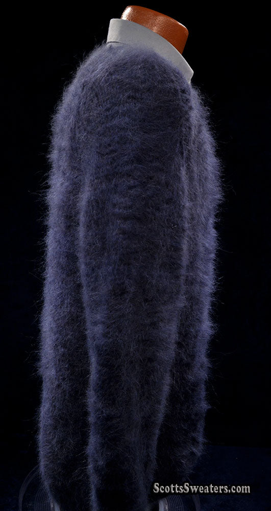 Handgestrickter luxuriöser Angora-Pullover mit Rundhalsausschnitt für Herren