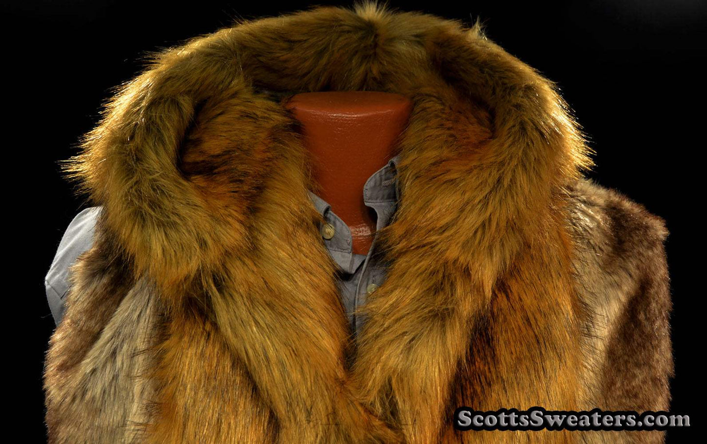 Men's Faux-Fur Sleeveless Hooded Vest
