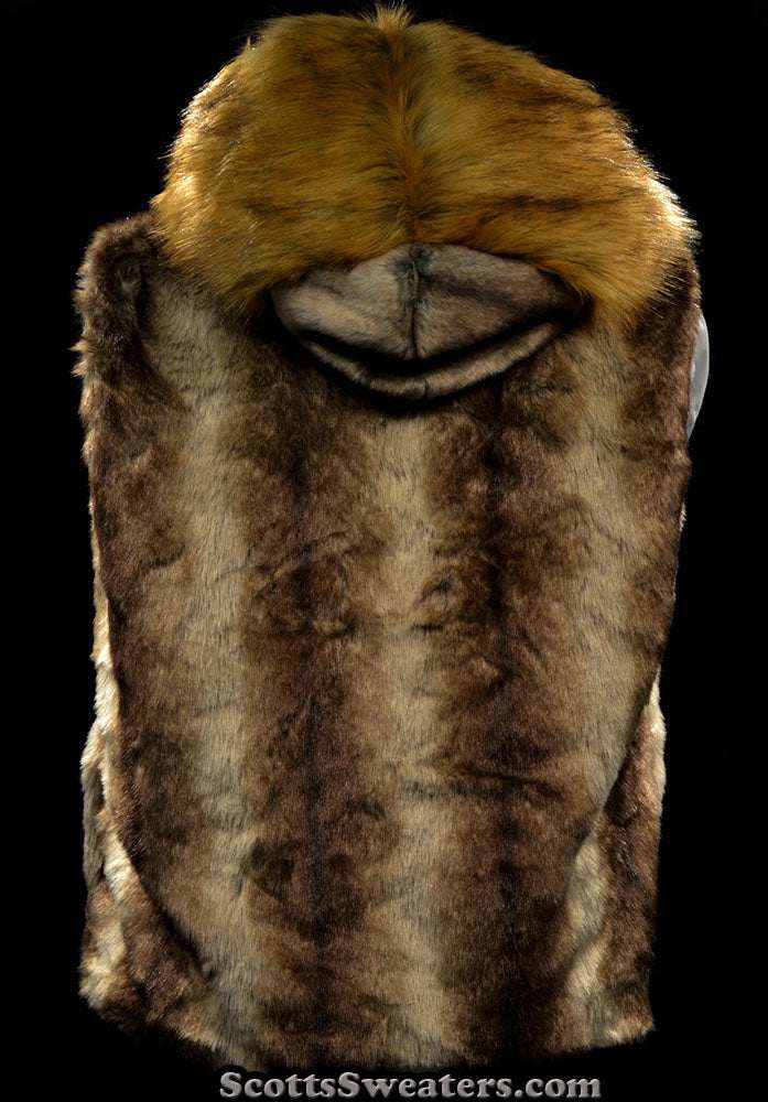 Men's Faux-Fur Sleeveless Hooded Vest