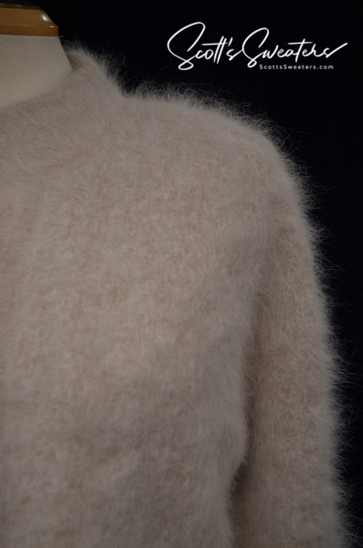 Woman's Beige Angora Cardigan Sweater by Connie A. Lee