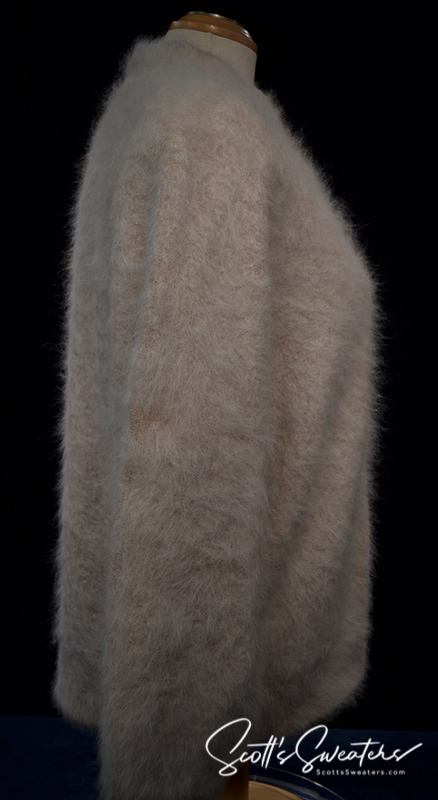 Woman's Beige Angora Cardigan Sweater by Connie A. Lee
