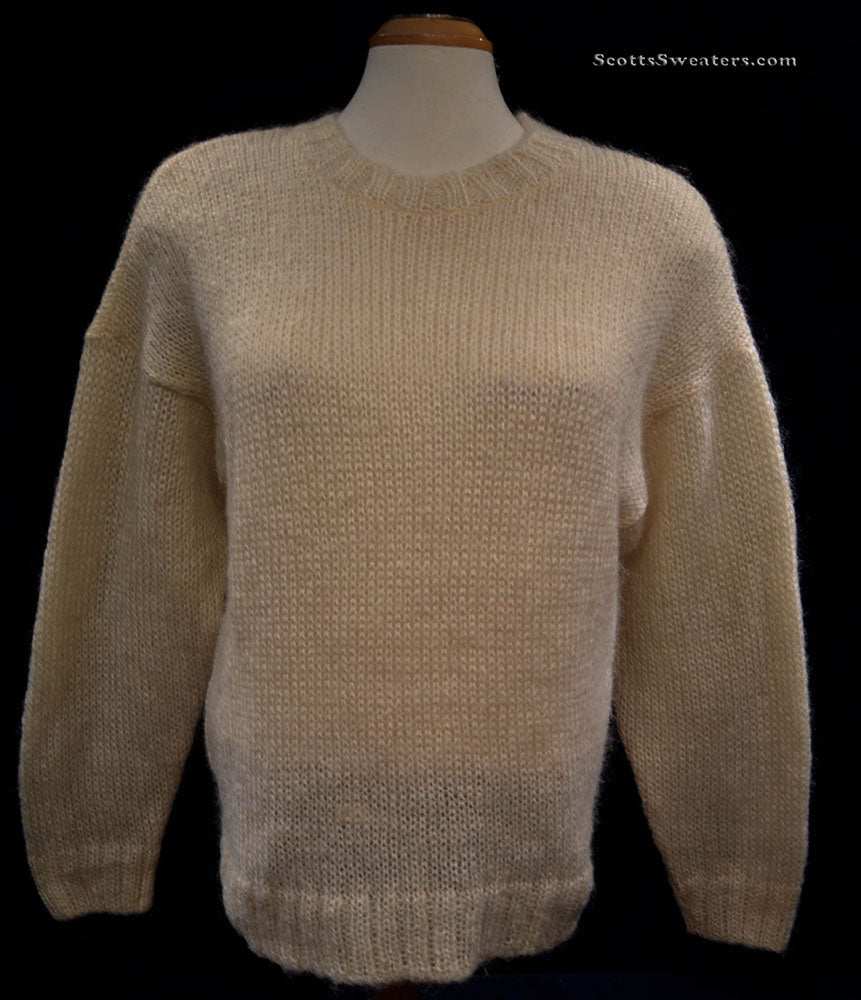 Woman's ivory crewneck mohair and wool long sleeve sweater size 42