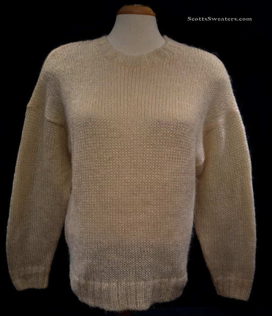 Woman's ivory crewneck mohair and wool long sleeve sweater size 42