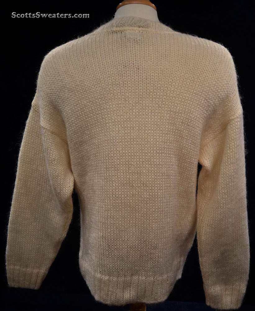 Woman's ivory crewneck mohair wool long sleeve sweater size 42 back view