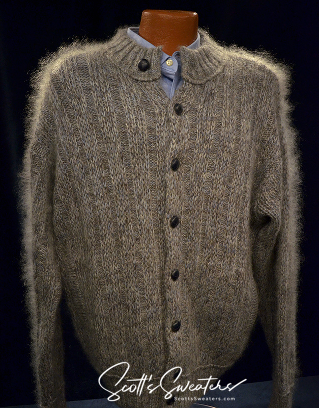 Herren-Cardigan aus italienischem Angora-Wollstrick – Größe 2XL