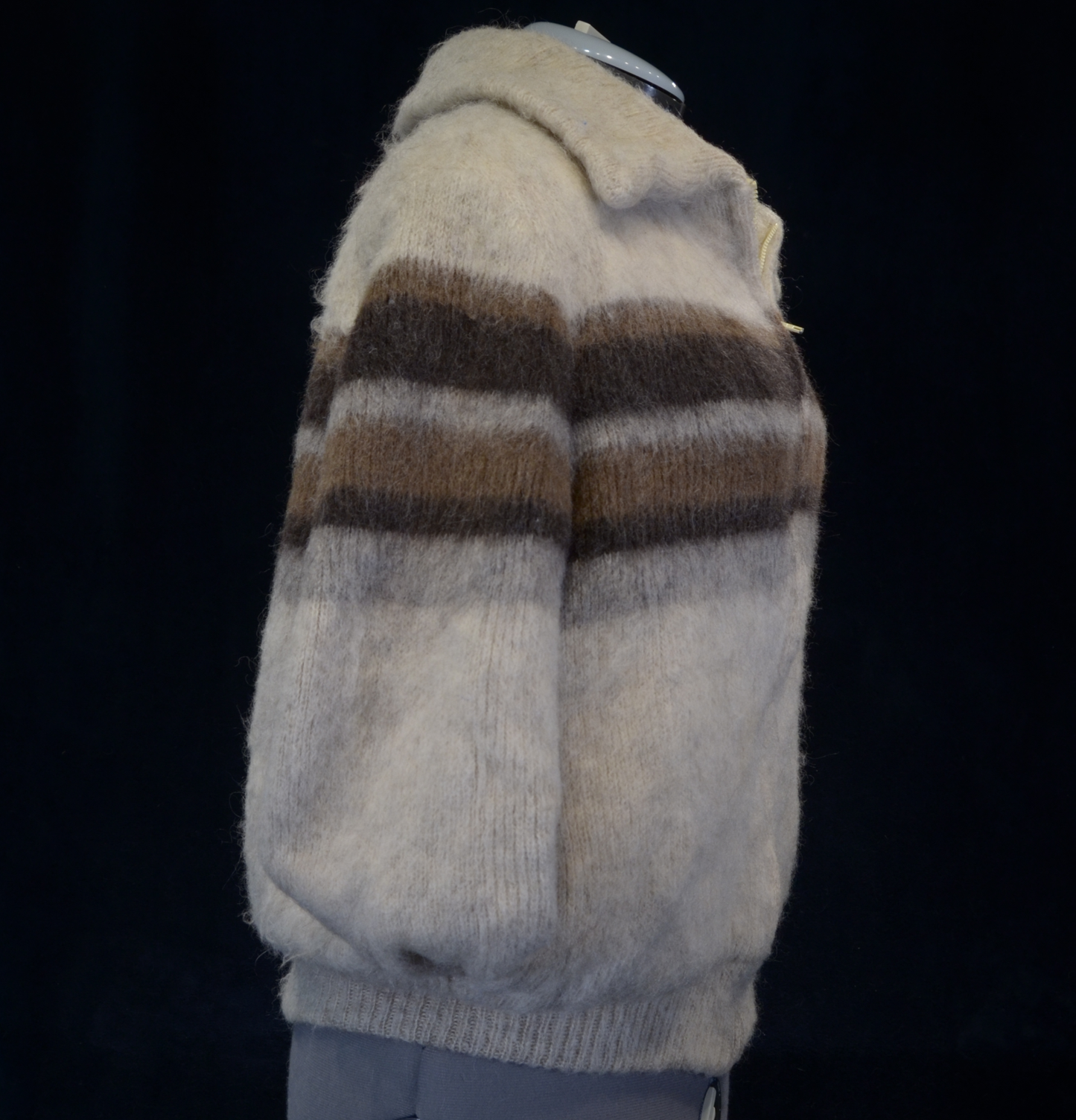 Men's ivory Icelandic wool jacket with grey and brown stripes by Hilda Ltd.