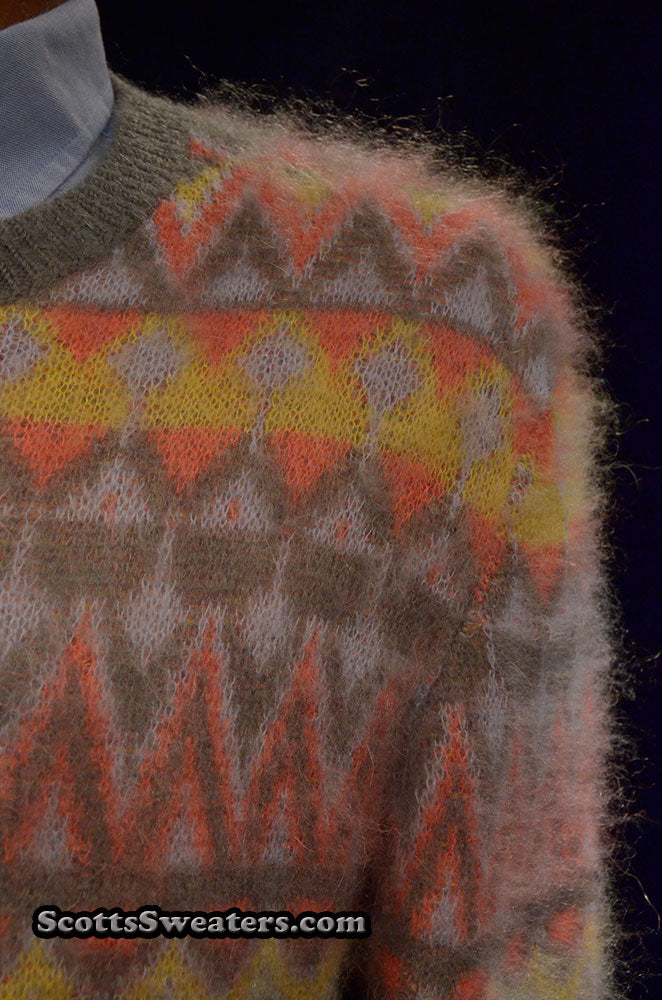 Herren-Rundhalspullover aus Mohair im Fair-Isle-Design