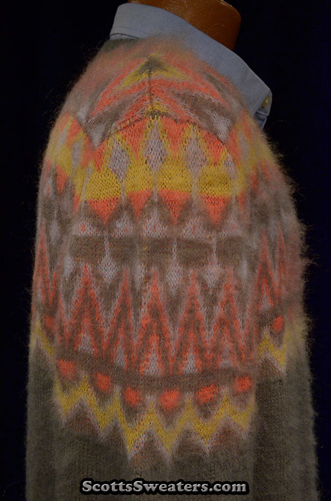 Herren-Rundhalspullover aus Mohair im Fair-Isle-Design