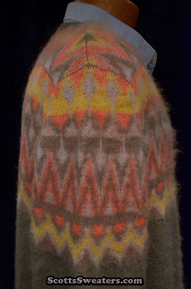 Men's Crewneck Mohair Sweater in Fair Isle Design
