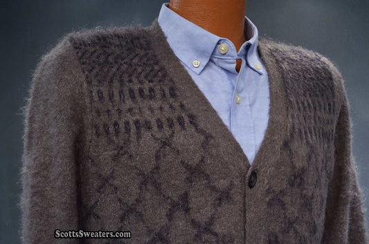 Charcoal grey men's mohair cardigan sweater with black skull design by Zara size small