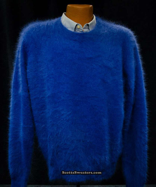 Men's ultra-soft angora crewneck sweater in various colors and sizes