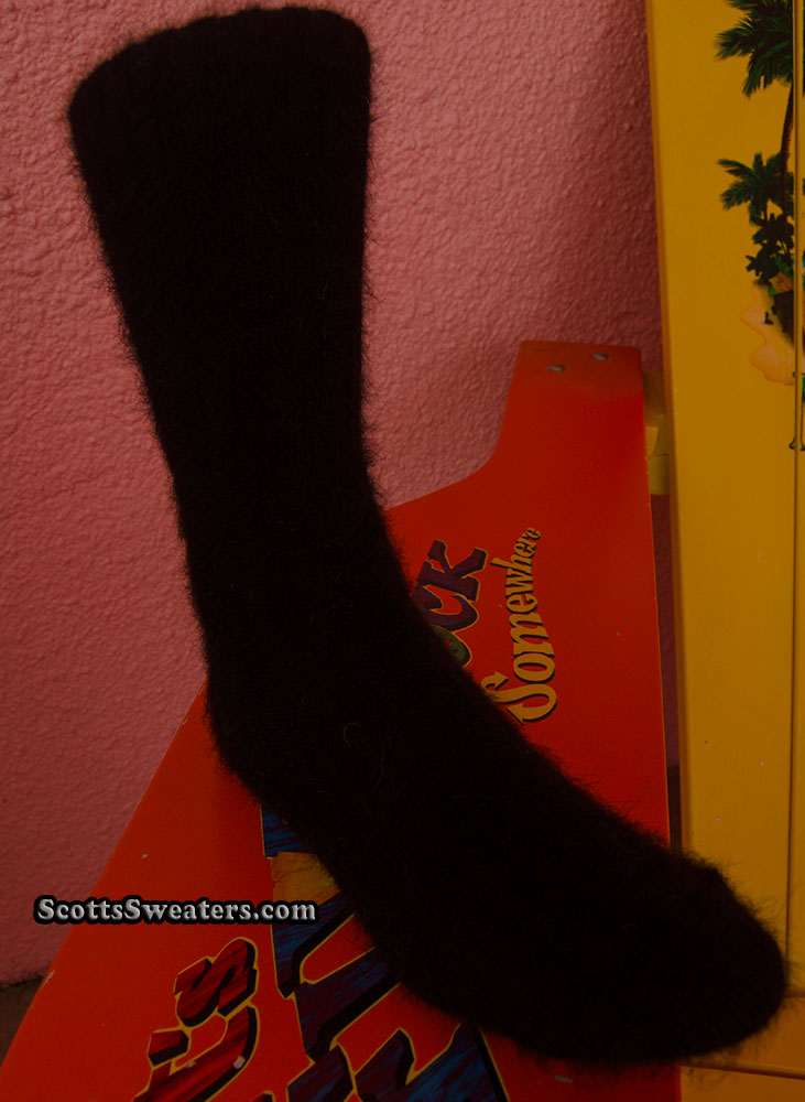 Men's black angora dress socks made of 70% angora with added spandex for stretch and comfort