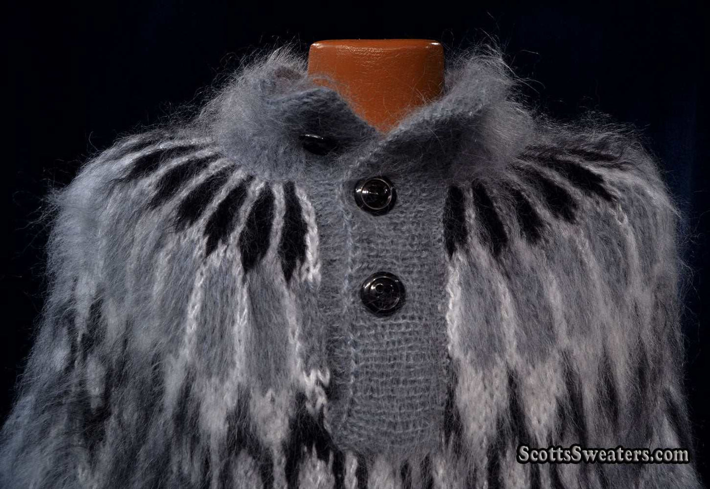 Men's Henley-style Hand-Knit mohair sweater