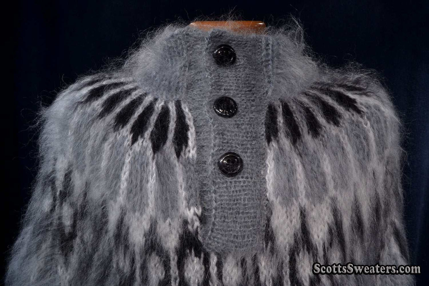 Men's Henley-style Hand-Knit mohair sweater