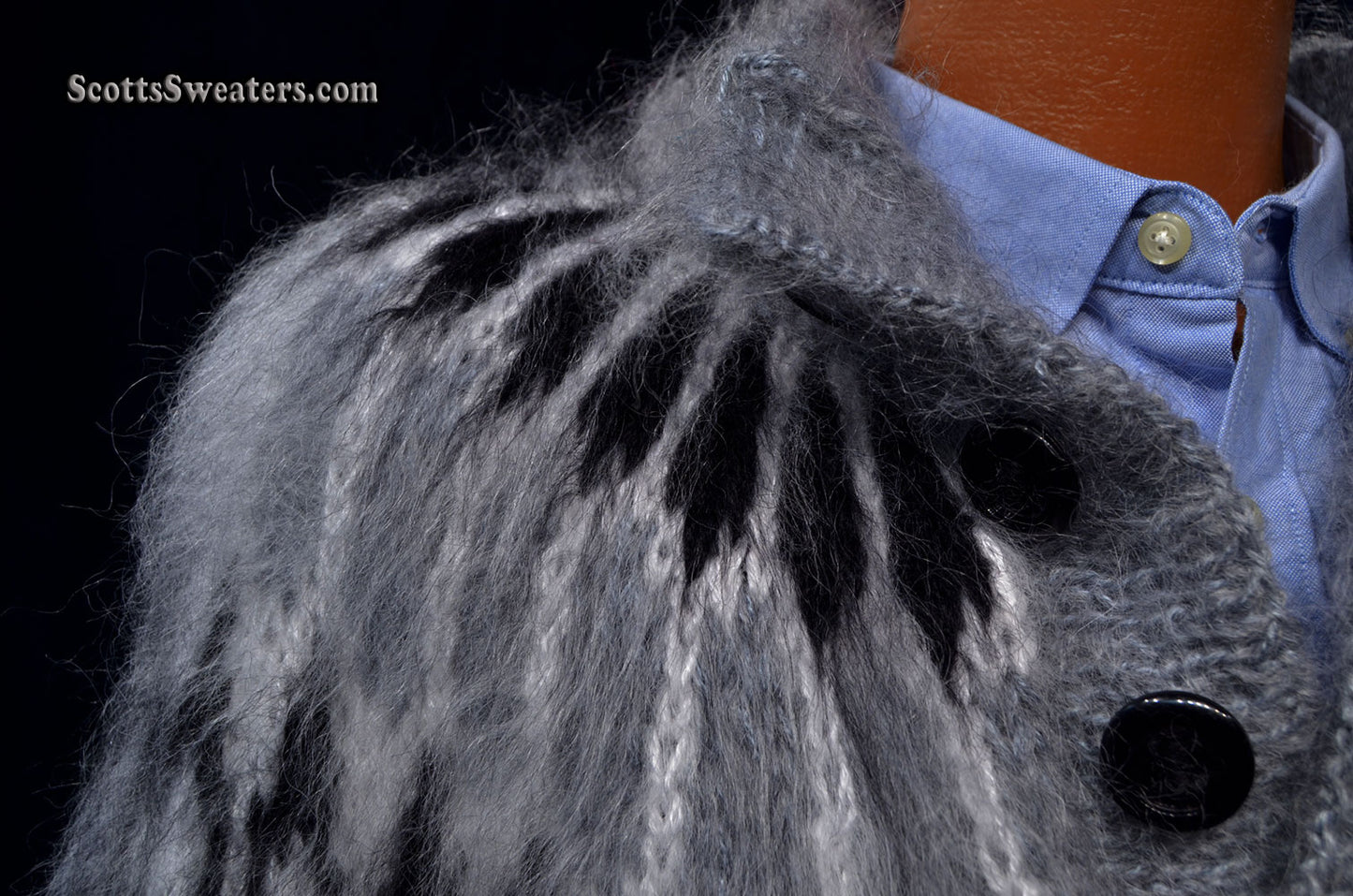 Men's Henley-style Hand-Knit mohair sweater