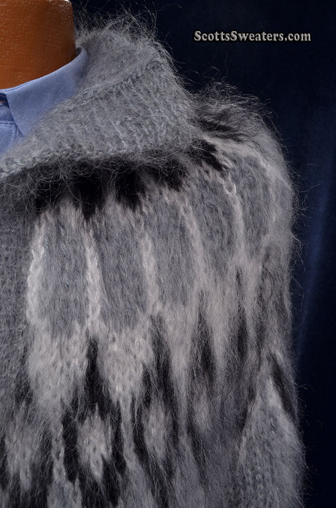 Men's Henley-style Hand-Knit mohair sweater