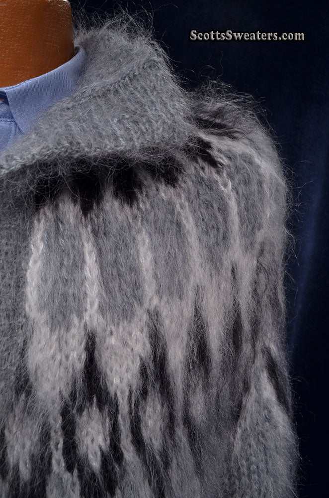 Men's Henley-style Hand-Knit mohair sweater